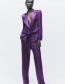 Fashion Purple Lapel Lapel Woven Blazer