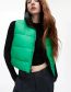 Fashion Green Black Woven Stand Collar Zip-up Vest Jacket