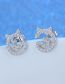 Fashion Platinum Plated Copper Copper And Diamond Cat Stud Earrings