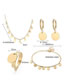 Fashion 3# Titanium Steel Ecg Necklace Earrings Ring Bracelet Set