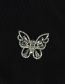 Fashion Silver Metal Diamond Butterfly Brooch
