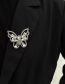 Fashion Silver Metal Diamond Butterfly Brooch