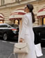 Fashion White Solid Color Lapel Breasted Coat Coat