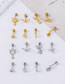 Fashion 3#-gold Titanium Steel Geometric Piercing Stud Earrings