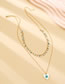 Fashion Gold Metal Geometric Eye Tassel Drop Oil Heart Eyes Double Layer Necklace