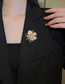 Fashion Brooch - Gold Copper Inlaid Zirconia Flower Brooch