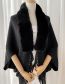 Fashion Black Rabbit Fur Knitted Fringed Shawl