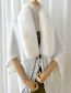 Fashion White Rabbit Fur Knitted Fringed Shawl