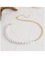 Fashion Gold Alloy Pearl Beaded Panel Chain Necklace