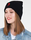 Fashion Black Acrylic Knit Rose Embroidered Beanie