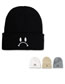 Fashion Black Acrylic Knit Face Embroidered Beanie