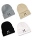 Fashion White Acrylic Knit Face Embroidered Beanie