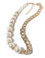Fashion Gold Pearl And Bead Panel Chunky Chain Necklace