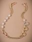 Fashion Blue Metal Pearl Panel Chain Necklace