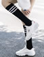 Fashion White Black Bars Poly Cotton Knitted Knee Socks