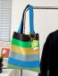 Fashion Rainbow Stripe Package Blue Coffee Polyester Rainbow Stripe Tote Bag