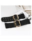 Fashion Double Exhaust Eye/black Faux Leather Metal Square Buckle Wide Belt With Air Eyes