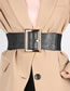Fashion Double Exhaust Eye/black Faux Leather Metal Square Buckle Wide Belt With Air Eyes