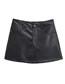 Fashion Black Polyester High Waist A-line Leather Skirt