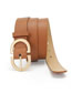 Fashion Beige Faux Leather Wide Belt With Metal Buckle