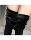Fashion Black Plush Nylon Solid Color Leggings
