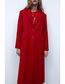 Fashion Red Wool Lapel Double Pocket Coat