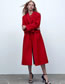 Fashion Red Wool Lapel Double Pocket Coat