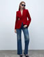 Fashion Red Velvet Button Two-pocket Blazer