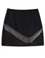 Fashion Black Shiny Fringed Skirt