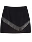 Fashion Black Shiny Fringed Skirt