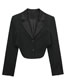 Fashion Black Polyester Lapel-breasted Cropped Coat