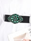 Fashion Green Beads 65cm Geometric Diamond-studded Floral Web Belt Belt