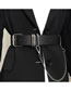 Fashion Black Faux Leather Chain Tassel Wide Belt