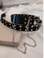 Fashion Brown [with Chain] Double Vent Eye Rivet Wide Belt