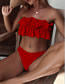 Fashion Red Nylon Ruffle One-piece Swimsuit