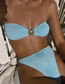 Fashion Sky Blue Metal Shell High Waist One-piece Swimsuit