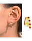 Fashion Colored Zirconium Copper Diamond Multi-layered C-shaped Earrings