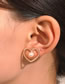 Fashion Gold Alloy Inlaid Pearl Heart Stud Earrings