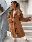 Fashion Brown Plush Long-sleeved Lapel-breasted Jacket