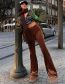 Fashion Brown Solid Color Velvet Bootcut Trousers
