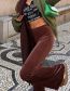 Fashion Dark Green Solid Color Velvet Bootcut Trousers