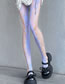 Fashion White Nylon Net Stockings Rose Jacquard Side Cross Strap Stockings