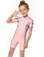 Fashion Pink Nylon Printed Panel Zipper Kids One-piece Swimsuit
