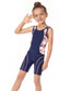 Fashion Navy Blue Spandex Print Children's One-piece Swimsuit