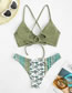 Fashion Armygreen Nylon Ribbon Printed Two-piece Swimsuit