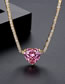 Fashion Gold Copper Inlaid Zirconia Heart Claw Chain Necklace