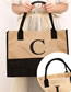 Fashion Width 43*height 30*side 20 R Burlap Letter Print Tote Bag