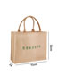 Fashion 30*25*13 Small Embroidery Linen Print Embroidered Large Tote Bag