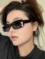 Fashion Bright Black Gray Film Small Square Frame Sunglasses