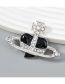 Fashion Silver Black Alloy Diamond Drip Oil Saturn Brooch